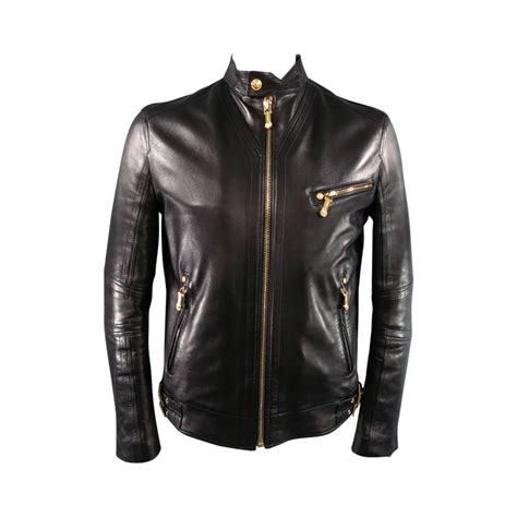 used versace men leather jacket.